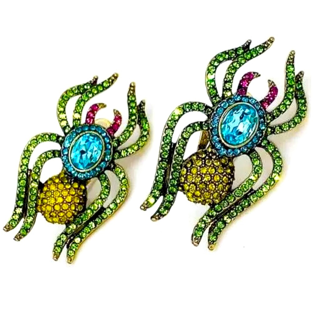 Heidi Daus “Sticky Fingers” Spider clip earrings